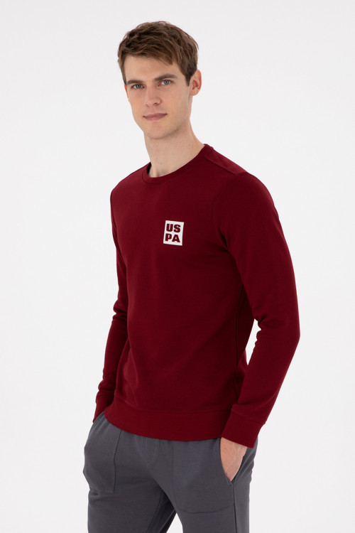 Erkek Regular Fit Bisiklet Yaka Bordo Sweatshirt 50293456-VR014