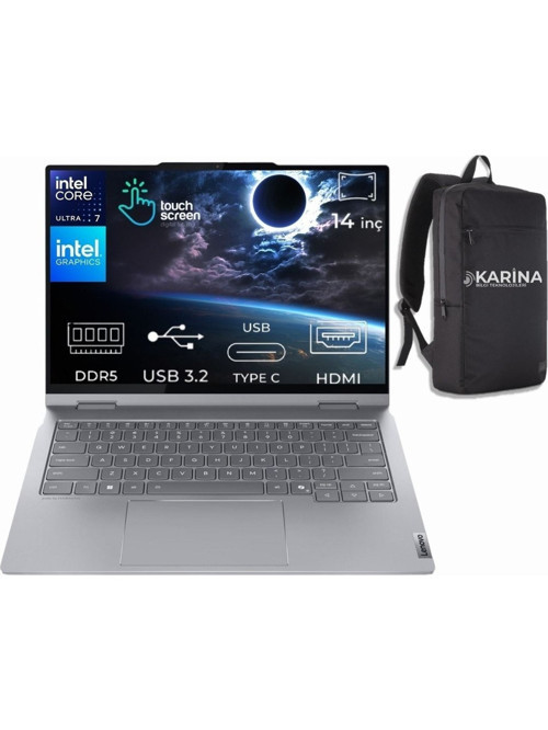 ThinkBook 14 G5 IAU Ultra 7 255U 21SQ003BTX-K48 128GB 1TB+1TB Intel Graphics W11Pro 14" WUXGA İkisi Bir Arada Notebook