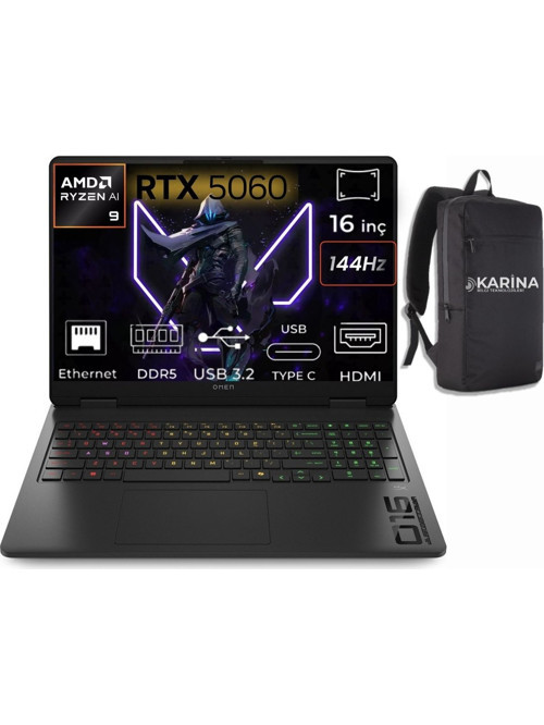 Omen 16-AP0020NT AMD Ryzen AI 9 365 C12CPEA-K18 128GB 1TB RTX5060-8GB W11Pro 16" Wuxga 144Hz Taşınabilir Bilgisayar