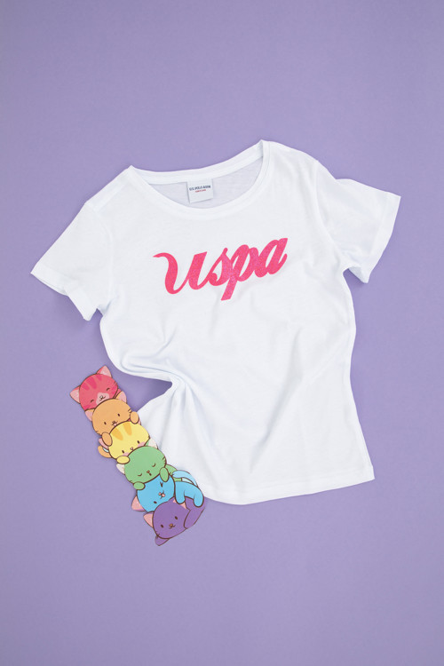 Kız Çocuk Beyaz Bisiklet Yaka Tişört 50288692-VR013