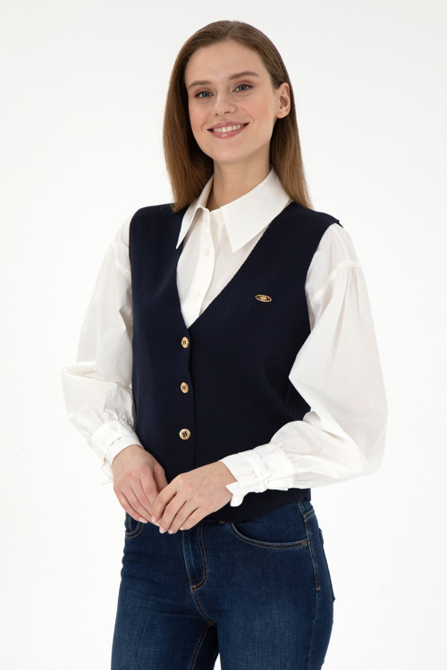 Kadın Lacivert Triko Yelek 50294141-VR033