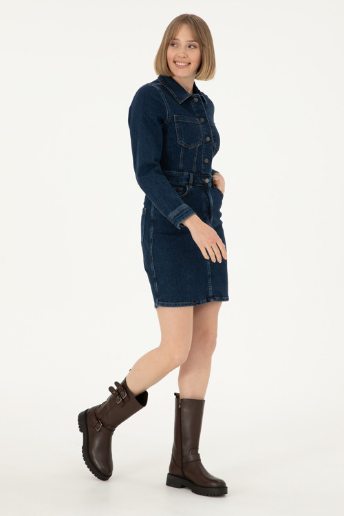 Kadın Mavi Mini Boy Jean Elbise 50293293-DN0022