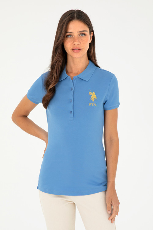 Kadın Koyu Mavi Basic Polo Yaka Tişört 50280071-VR032