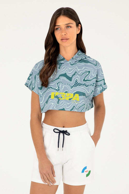 Kadın Koyu Yeşil Kapüşonlu Sweatshirt 50284302-VR101