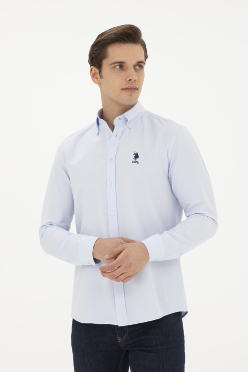 Erkek Açık Mavi Uzun Kollu Basic Gömlek 50282589-VR003