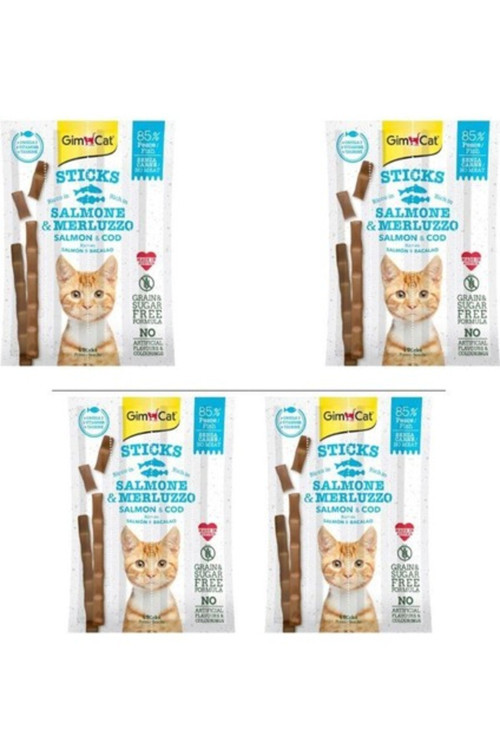 Sticks Alabalıklı ve Somonlu Kedi Ödül Çubukları 4 Parça x 4 Adet