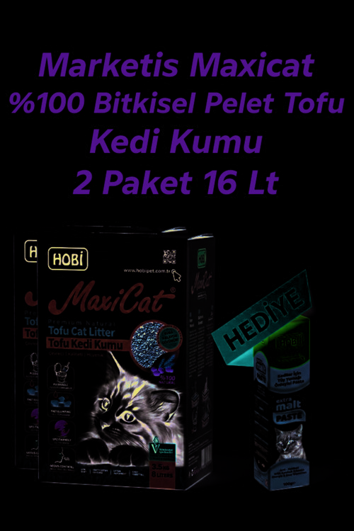 Maxicat %100 Bitkisel Pelet Tofu Kedi Kumu 16 Lt-Malt Paste Hediyeli