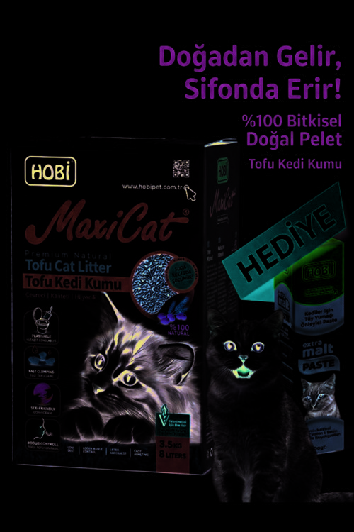 Maxicat %100 Bitkisel Pelet Tofu Kedi Kumu 8 Lt-Malt Paste Hediyeli