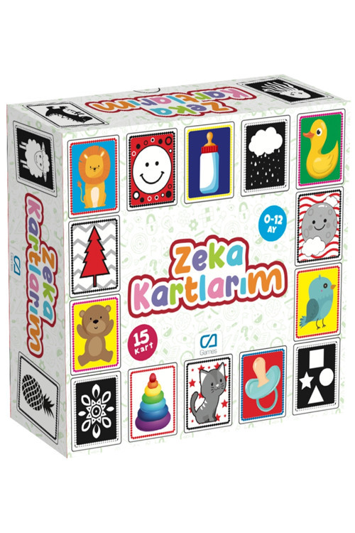 Zeka Kartlarım 0-12 aylık Çocuklar için 15 Kartlı Eğitici İlk Zeka Kartı Oyunum
