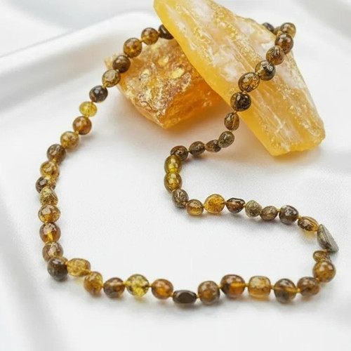 Toprak Nefesi Doğal Kesim Damla Kehribar Yetişkin Kolye