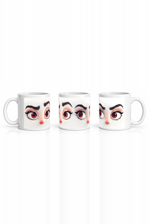 Seramik Kupa Anime Göz Tasarımı Baskılı 300 ml Hediyelik Kahve Çay Kupası Özel Tasarım Kahve Kupası