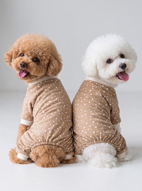 Latte Sprinkles Köpek Tulumu | Pamuklu Penye Köpek Pijaması | Küçük Irklar İçin | Tüy Dökülmesini Azaltır