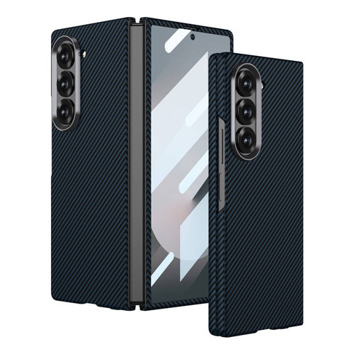 Galaxy Z Fold 6 Kılıf Kamera Korumalı Karbon Fiber Tasarımlı Arka Yüzey Kıpta Karbon Kılıf