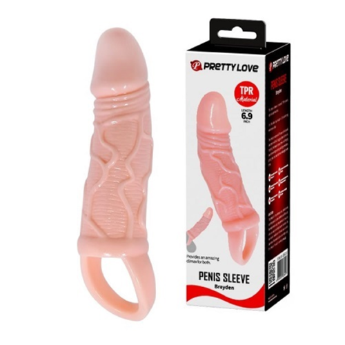 Breyden 18 CM Uzatmalı 3 CM Dolgulu Testis Halkalı Penis Kılıfı