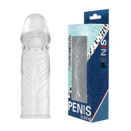 Sleeve Damarlı Uzatmalı Şeffaf Silikon Penis Kılıfı Kristal Dildo