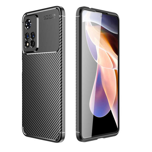 Xiaomi Redmi Note 11 Pro Plus 5G Kılıf Karbon Görünümlü Silikon Kamera Korumalı Üstün Koruma