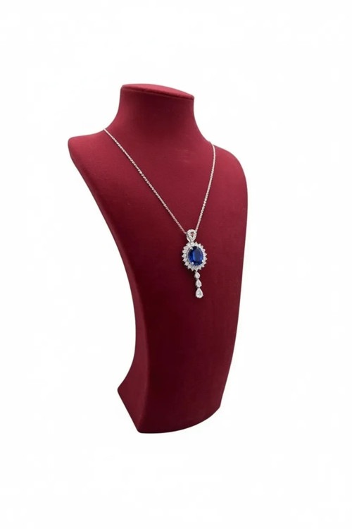 Süet Kumaş Bordo Renk Kolye Gerdanlık Zincir 25/12 Cm Takı Sergileme Mankeni