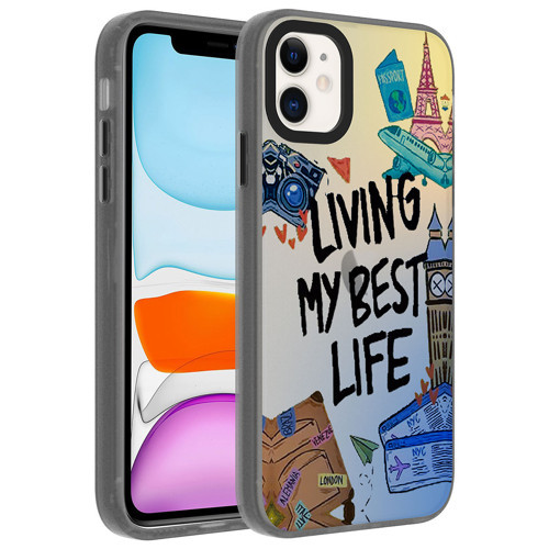 iPhone 11 Kılıf Vibe Desenli Kamera Yükseltili Mat Parmak İzi Tutmayan Silikon