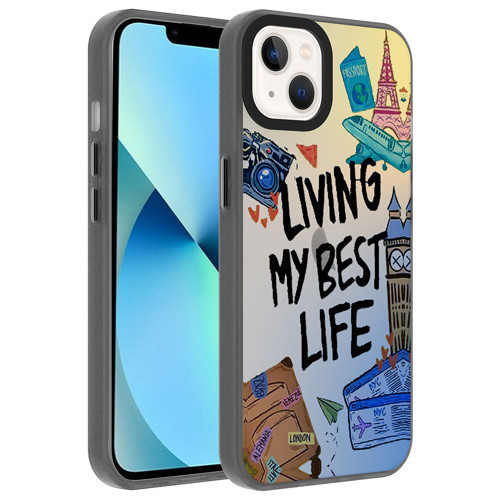 iPhone 13 Kılıf Vibe Desenli Kamera Yükseltili Mat Parmak İzi Tutmayan Silikon