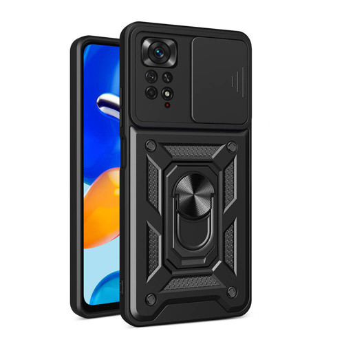 Xiaomi Redmi Note 11 Pro 4G Kılıf Sürgülü Kamera Koruyucu Manyetik Standlı Tank Koruma