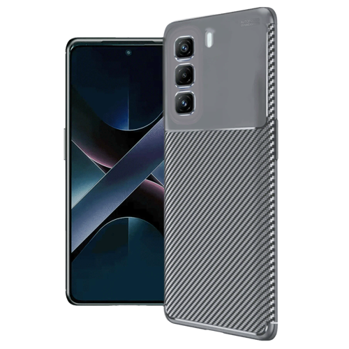 İnfinix Hot 50 4G Kılıf Auto Focus Karbon Kapak - Gri