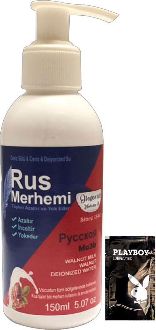 Playboy Blue 150 ml Cevizli & Ceviz Sütlü Rus Merhemi Tüylere Krem + Yanında Jel