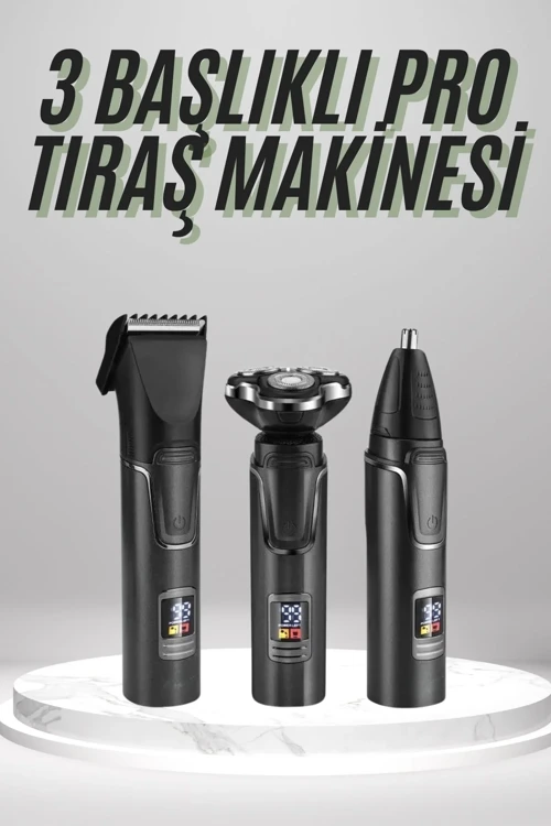 Dijital Göstergeli 3 Başlıklı Tıraş Makinesi Islak Kuru Lazer Öncesi Günlük