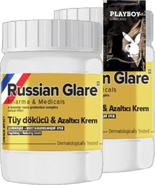 Playboy Rusian Glare Nano 2 Adet x 50 ml Rus Merhemi Tüy Dökücü Azaltıcı Krem + 1 Armağan Jel