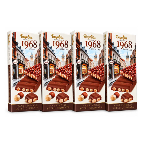 1968 İstiklal Tane Fındıklı Sütlü Çikolata 95 gr x 4 Adet