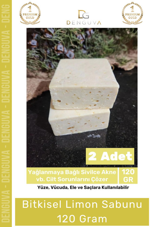 Lüks %100 Doğal Güzel Kokulu El Yüz Saç Vücut Cilt Bitkisel Limon Sabunu 120G - 2 Adet