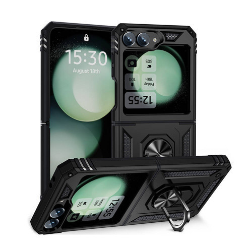 Galaxy Z Flip 6 Kılıf Kamera Koruyucu Manyetik Standlı Tank Koruma