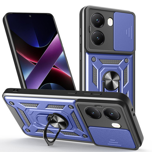 Xiaomi Poco X7 Pro Kılıf Sürgülü Kamera Koruyucu Manyetik Standlı Tank Koruma