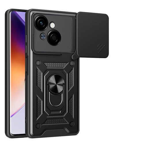 Tecno Spark Go 1 2025 Kılıf Sürgülü Kamera Koruyucu Manyetik Standlı Tank Koruma
