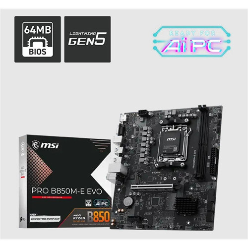 PRO B850M-E EVO DDR5 8200MHZ 1XVGA 1XHDMI 1XM.2 USB MATX AM5 (AMD AM5 9000/8000/7000 SERİLERİ İL