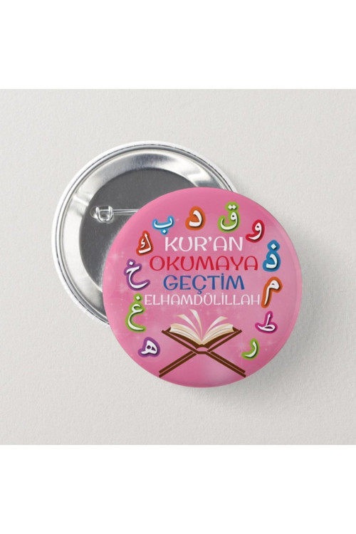 Kuran Okumaya Geçtim Pembe Çocuk Iğneli Rozet (20 Adet)