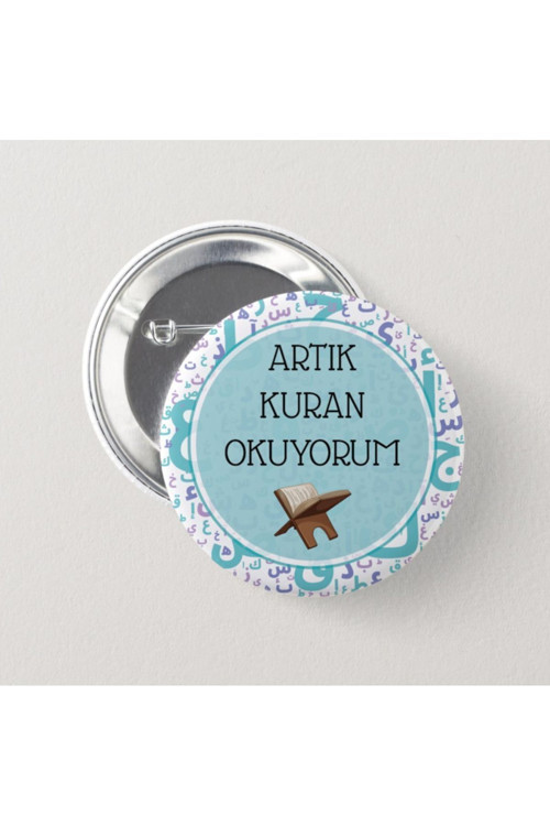 Artık Kuran Okuyorum Yazılı - Erkek Çocuk İğneli Rozet (20 Adet)