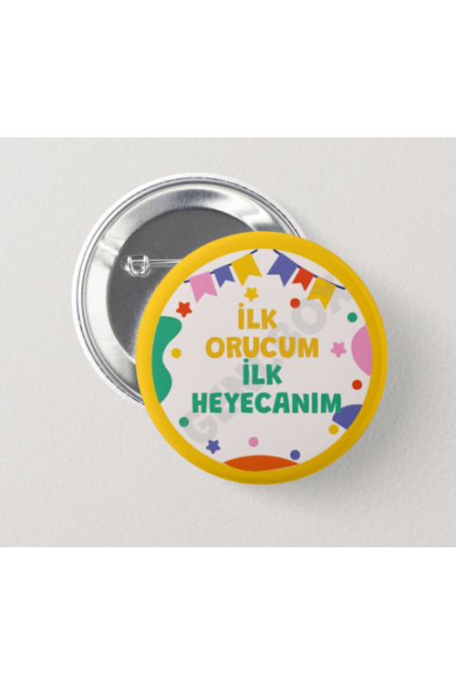 İlk Orucum İlk Heyecanım - Sarı Çocuk İğneli Rozet (20 ADET)