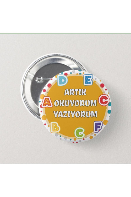 Artık Okuyorum Yazıyorum - Çocuk İğneli Rozet (20 Adet)