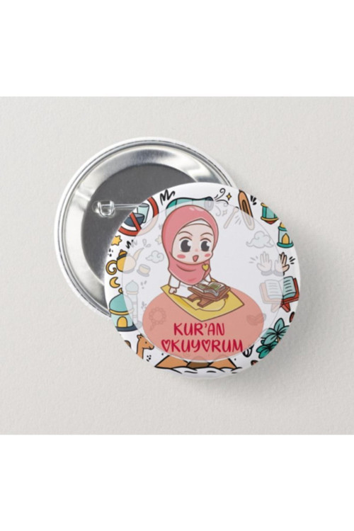 Kur'an Okuyorum Kız – Iğneli Rozet-2 Adet