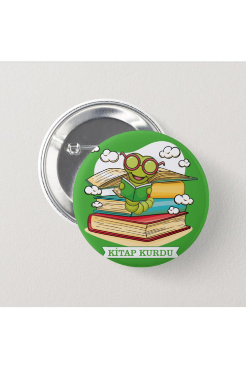 Kitap Kurdu Yeşil - Çocuk İğneli Rozet (2 ADET)