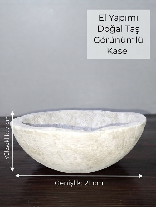 El Oyması Doğal Taş Görünümlü Dekoratif Kase Seti - 4 Adet Sunum ve Mutfak Kasesi