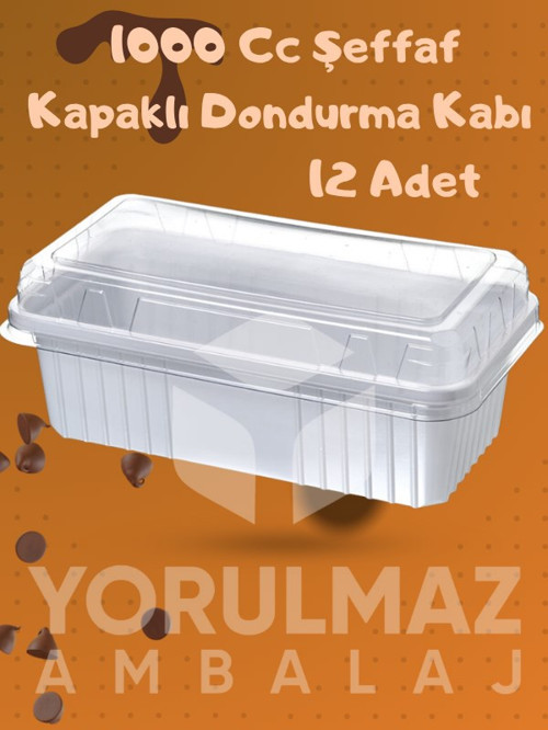 🍨 1000 CC Şeffaf Kapaklı Dondurma & Meze Kabı | Kullan At Gıda Kabı
