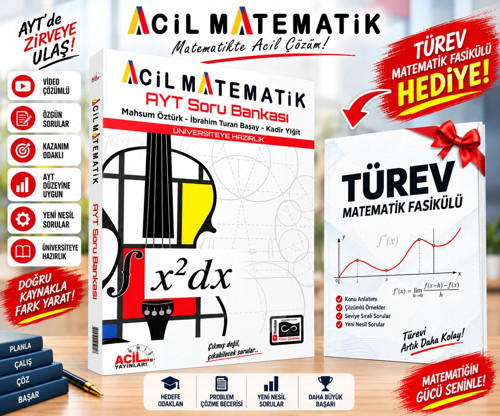 ACİL YAYINLARI AYT MATEMATİK SORU BANKASI-AYT TÜREV FASİKÜLÜ HEDİYELİ!!