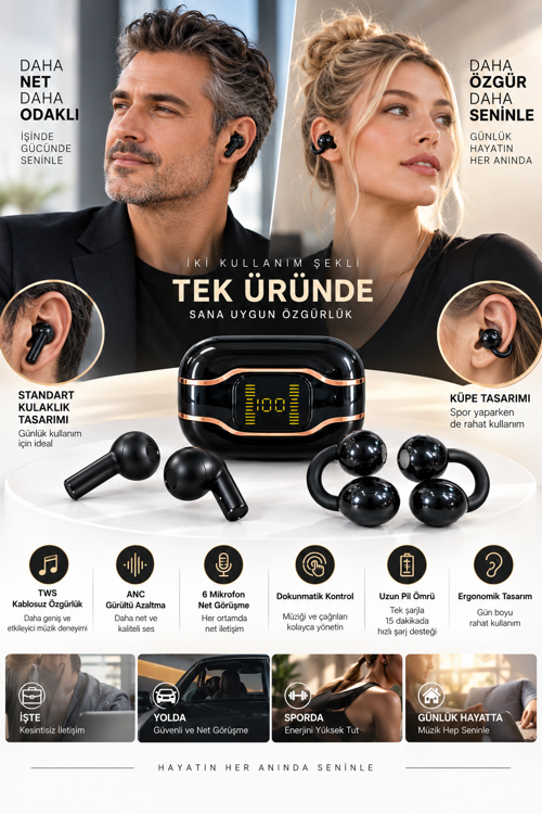 Günlük Hayatın İçin 4 Kulaklıklı Tws Seti Dijital Ekranlı