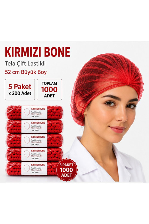 Kırmızı Bone 52 cm Büyük Boy – 5 Adet x 200 lü paket – Toplam 1000 Adet