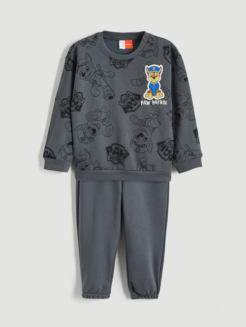 LCW Kids Gri Bisiklet Yaka Paw Patrol Baskılı Erkek Çocuk Sweatshirt Ve Eşofman Altı 2'li