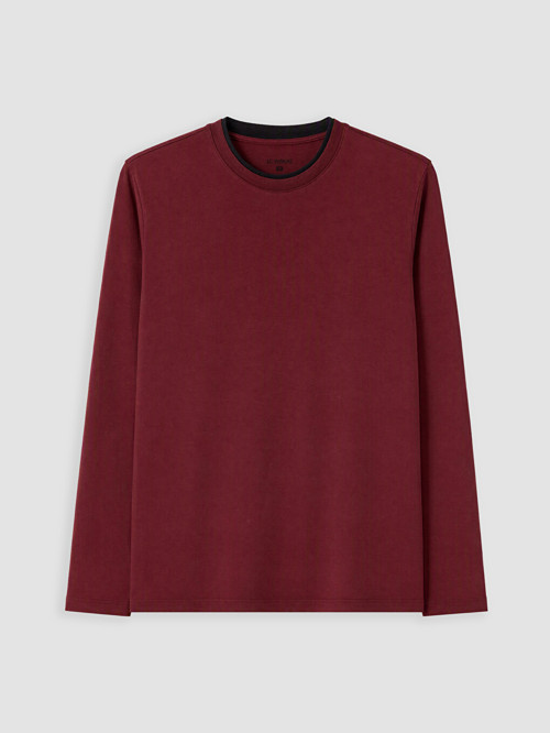 LC WAIKIKI Bordo Bisiklet Yaka Uzun Kollu Erkek Pijama Üst