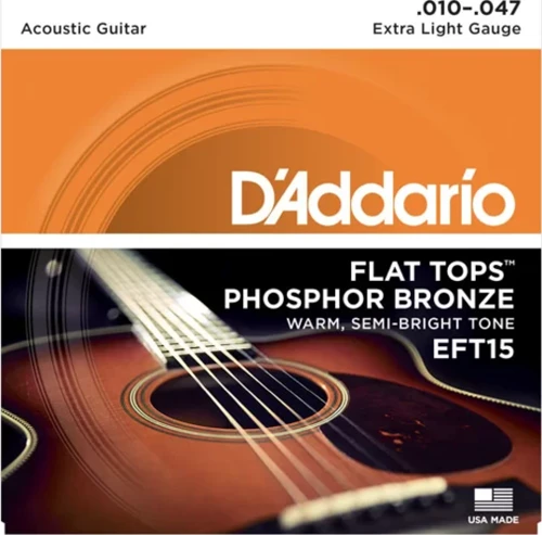 Daddarıo Eft15 Akustik Gitar Tel Seti, Flat Tops, Phosphor Bronze