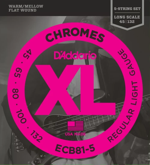 Daddarıo Ecb81-5 Bas Gitar Tel Seti, 5 Telli, Chromes, Regular Lıgh