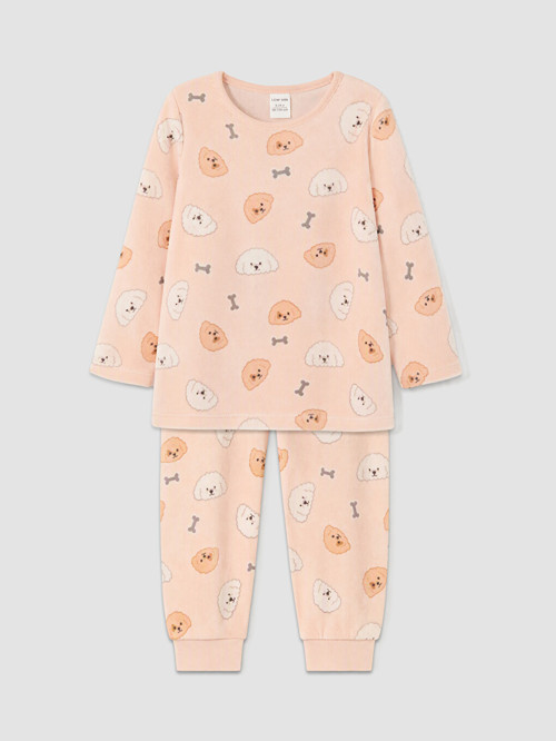 LCW Kids Pembe Kadife Kız Çocuk Pijama Takım